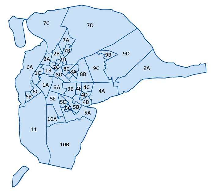 Figura 2. Subdistritos de la ciudad de Sevilla