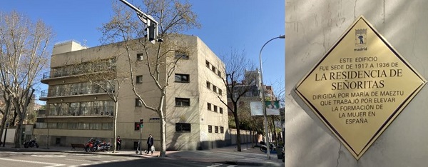 Figura 2. Edificio de la Residencia de Señoritas, año 2021. Esquina de las calles Fortuny y Martínez Campos, Madrid