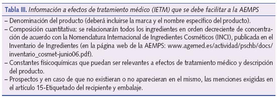 Información a efectos de tratamiento médico que se debe facilitar a la AEMPS