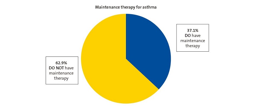 Figure 2. Pie chart on the prescription of maintenance therapy for asthma.