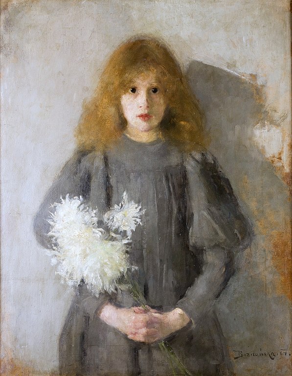 Chica con crisantemos. Olga Boznanska, 1894