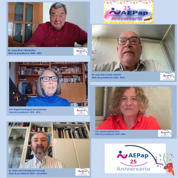 Figura 1. Carátulas de los vídeos realizados por los presidentes y presidentas de la Asociación Española de Pediatría de Atención Primaria